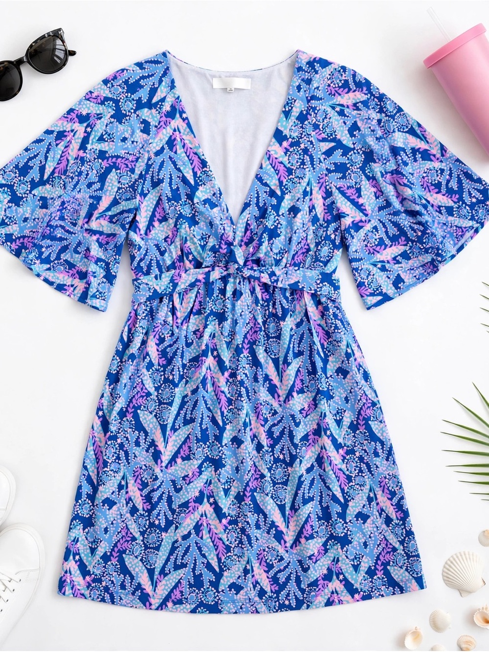 Lilly Pulitzer Blue, Pink & Lavender Tropical Print Dress
